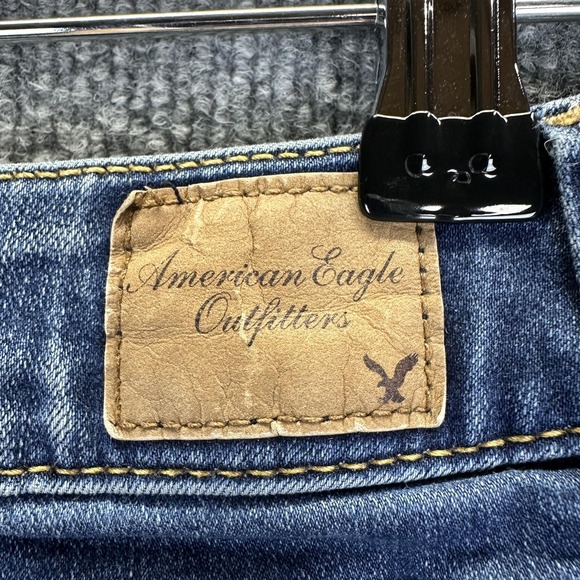 American Eagle Shorts Womens 0 Blue Jean Denim Super Stretch Distressed Cuffed - Picture 7 of 13